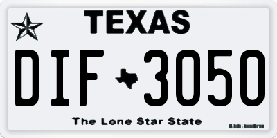 TX license plate DIF3050