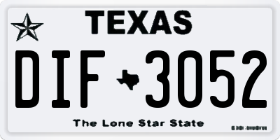 TX license plate DIF3052
