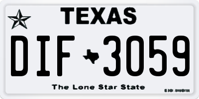 TX license plate DIF3059