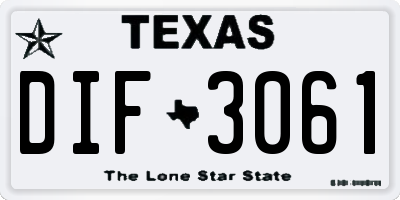 TX license plate DIF3061