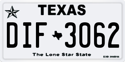 TX license plate DIF3062
