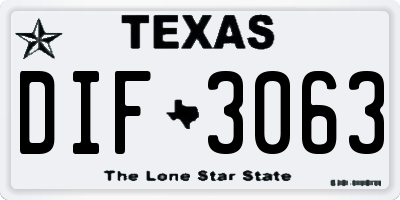 TX license plate DIF3063