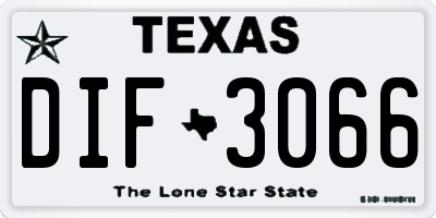 TX license plate DIF3066