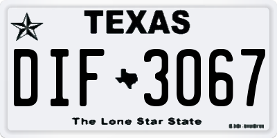 TX license plate DIF3067