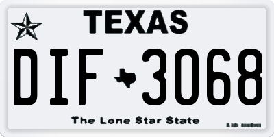 TX license plate DIF3068