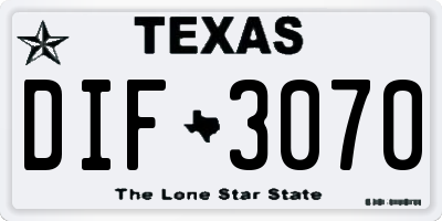 TX license plate DIF3070