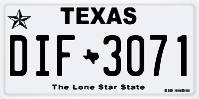 TX license plate DIF3071