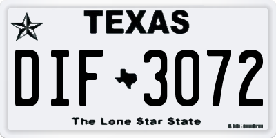 TX license plate DIF3072