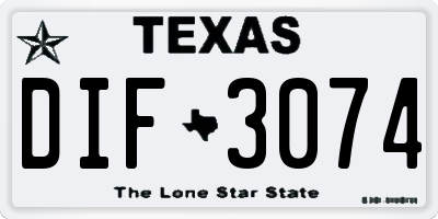 TX license plate DIF3074