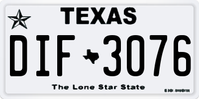 TX license plate DIF3076