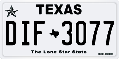 TX license plate DIF3077