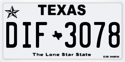 TX license plate DIF3078