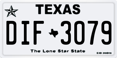 TX license plate DIF3079