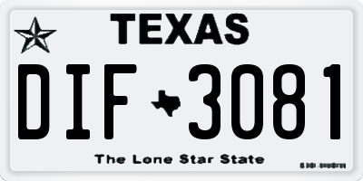 TX license plate DIF3081