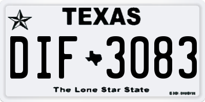 TX license plate DIF3083
