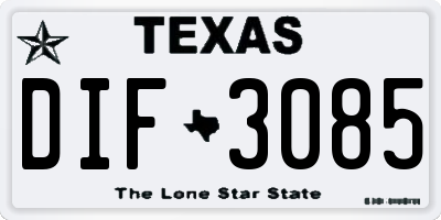 TX license plate DIF3085