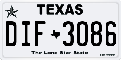 TX license plate DIF3086