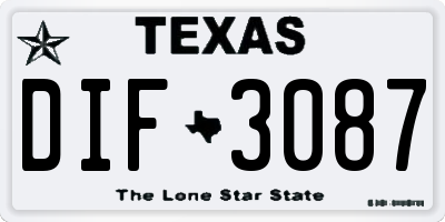 TX license plate DIF3087
