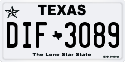 TX license plate DIF3089