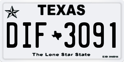 TX license plate DIF3091