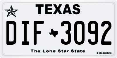 TX license plate DIF3092