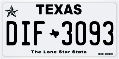 TX license plate DIF3093