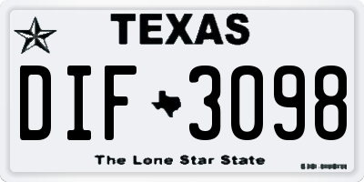 TX license plate DIF3098