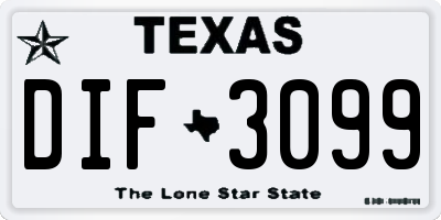 TX license plate DIF3099