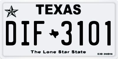 TX license plate DIF3101