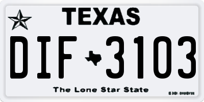 TX license plate DIF3103