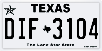 TX license plate DIF3104