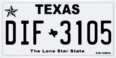 TX license plate DIF3105