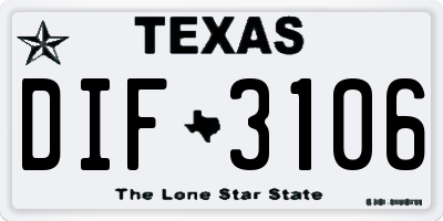 TX license plate DIF3106