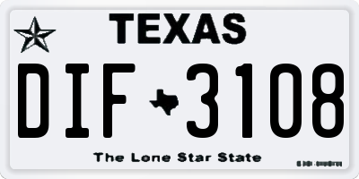 TX license plate DIF3108