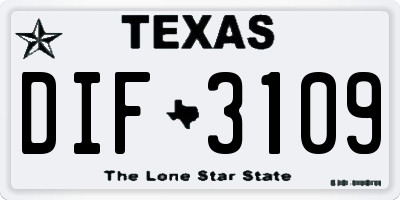 TX license plate DIF3109