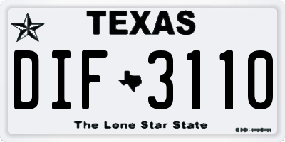 TX license plate DIF3110
