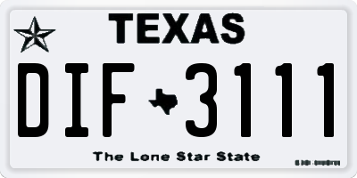 TX license plate DIF3111
