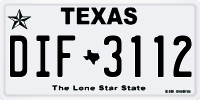 TX license plate DIF3112