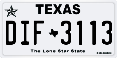 TX license plate DIF3113