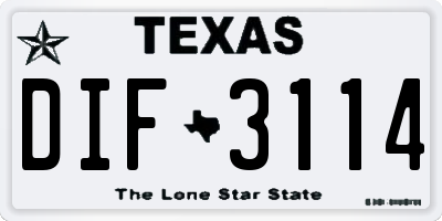 TX license plate DIF3114