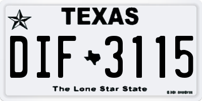 TX license plate DIF3115