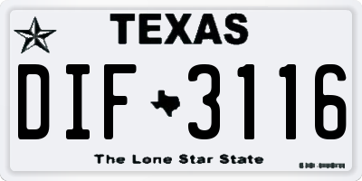 TX license plate DIF3116