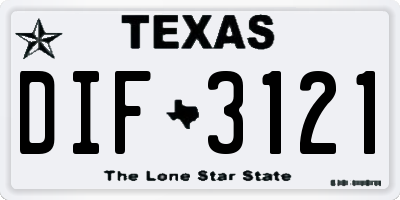 TX license plate DIF3121