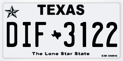 TX license plate DIF3122