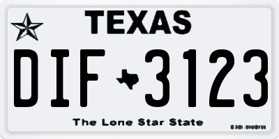 TX license plate DIF3123
