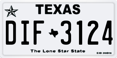 TX license plate DIF3124