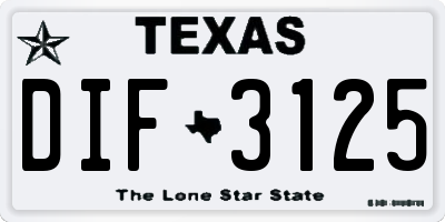 TX license plate DIF3125