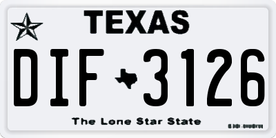 TX license plate DIF3126