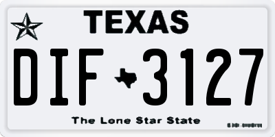 TX license plate DIF3127