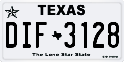 TX license plate DIF3128